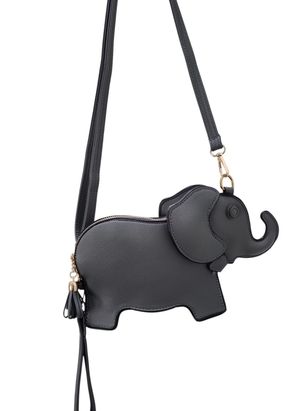 Women’s Cute Elephant-Shaped Wristlet/ Crossbody Bag – Gray NWOT